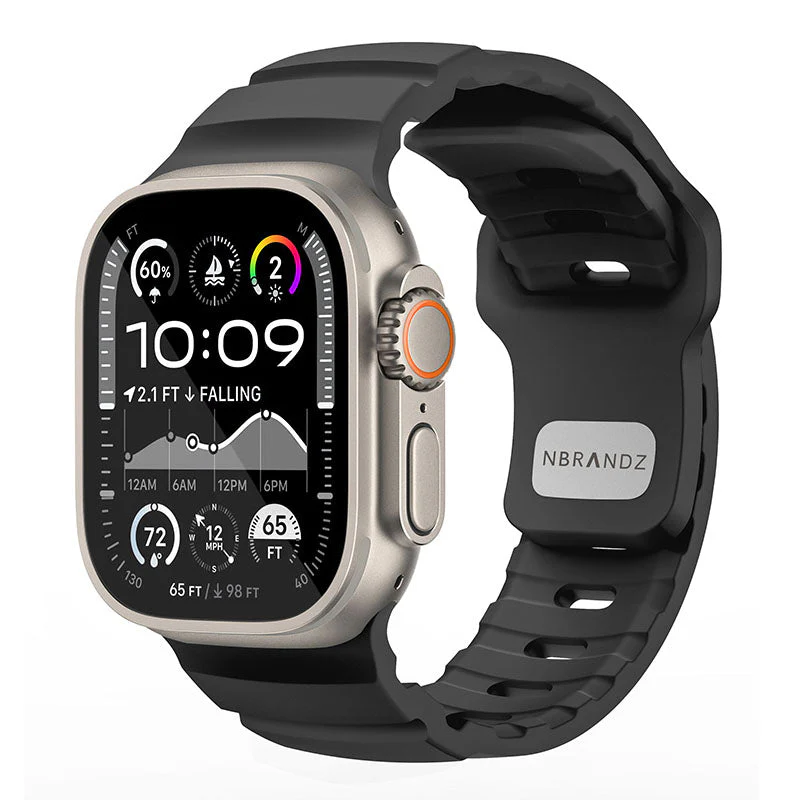 N.Brandz N-SBPro-49-BK Sport Band Pro for Apple Watch 49/46/45/44/42mm Series Ultra, 1-10/SE (Black)