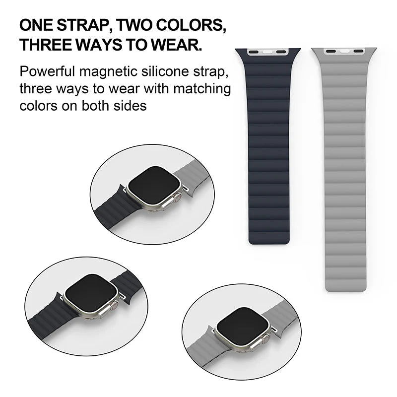 N.Brandz Urbanlife/N-WB49-LINKRE-MG/LINK 49mm/45mm/44mm/42mm-Midnight Grey Reversible Apple Watch Bands - Image 3