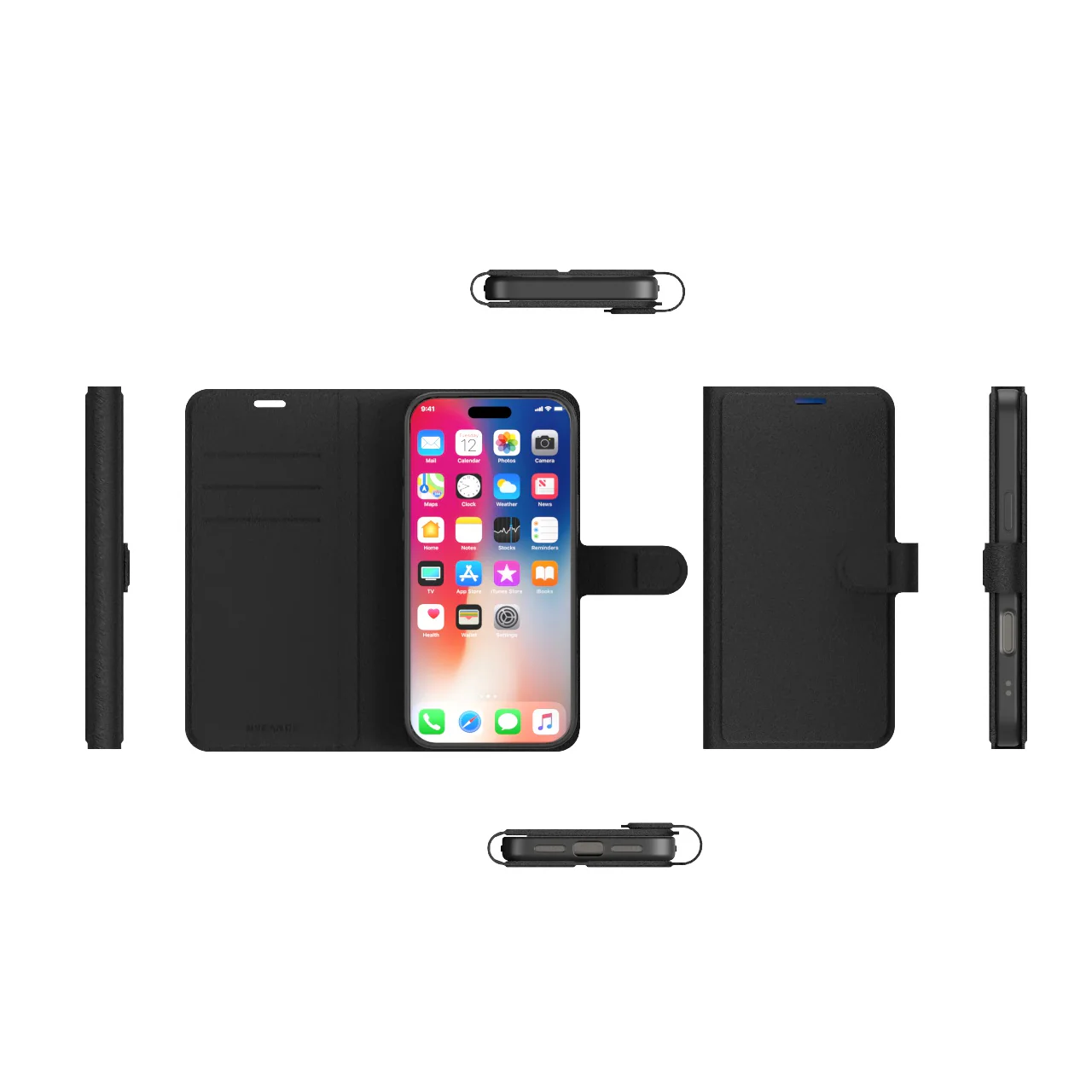 Nbrandz/N-Folio-iPhone 17 Pro Max Black Folio Leather Wallet Case - Image 6