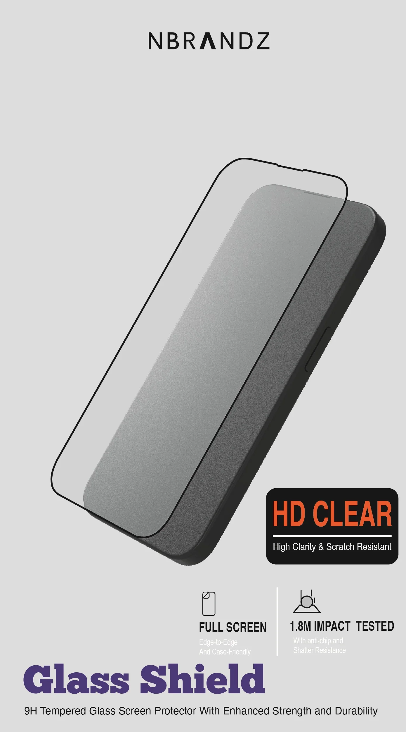 Nbrandz/N-iPhone 17/16 Pro Full 63 Full Cover HD GLS Protector - Image 4