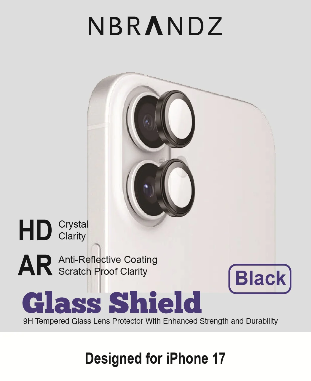 Nbrandz/N-iPhone 17 Black Camera Premium Lens Protector - Image 4