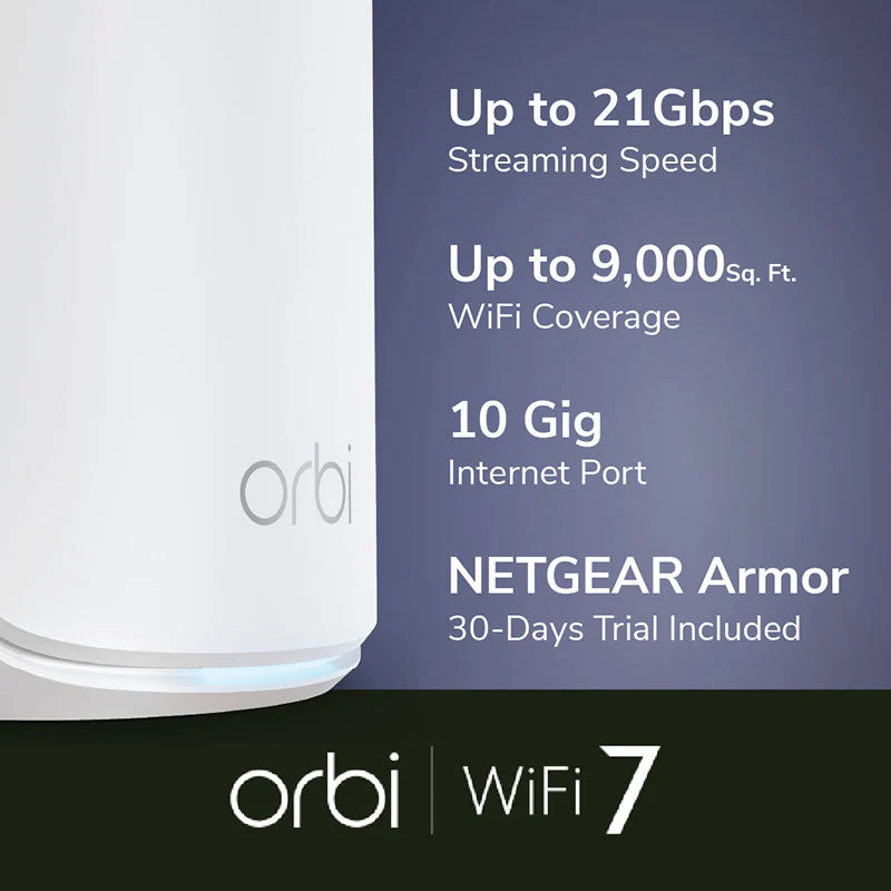 Netgear RBE873 Orbi 870 Tri-Band Wi-Fi 7 Mesh System (3 Pack)