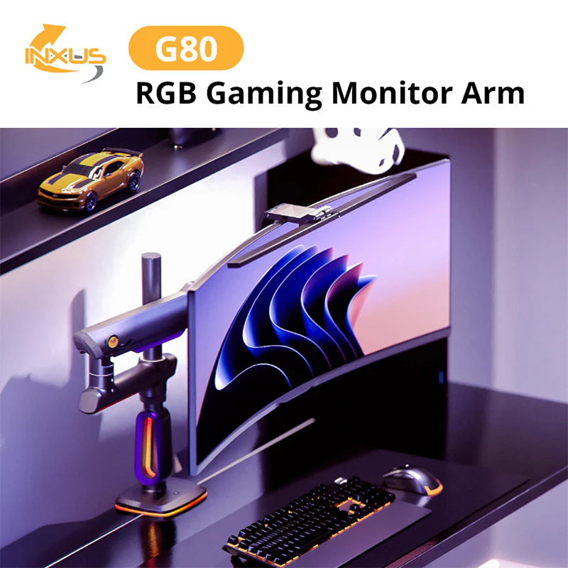 Northbayou G80 Gaming Monitor Arm Blue with RGB - Image 4