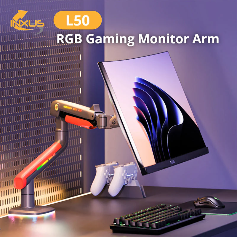 Northbayou L50 Gaming Monitor Arm Red with RGB - Image 4