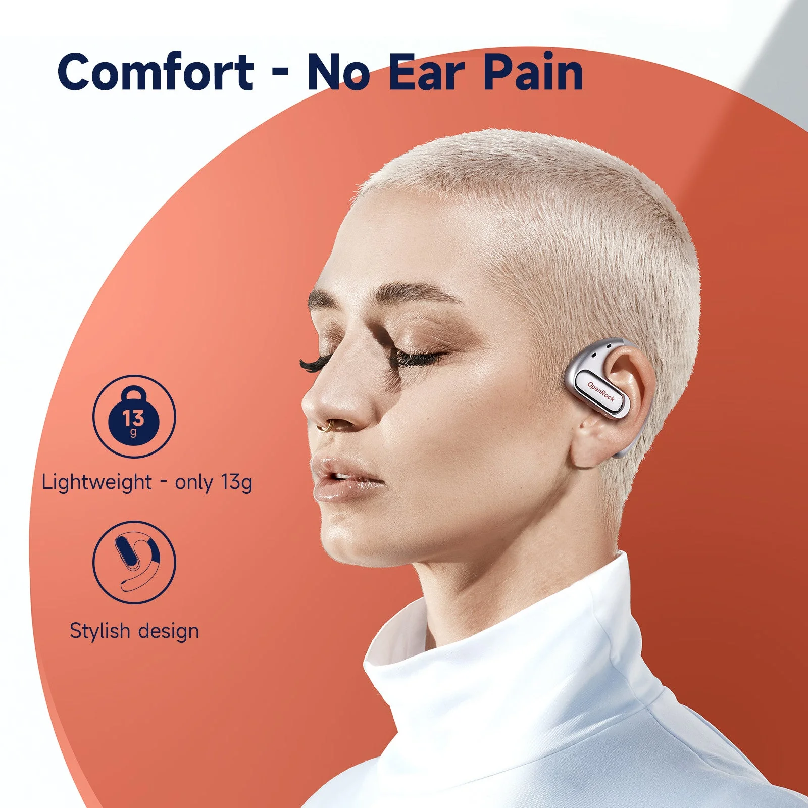 OpenRock Pro Open Ear Air Conduction Earbuds (Silver) - Image 9