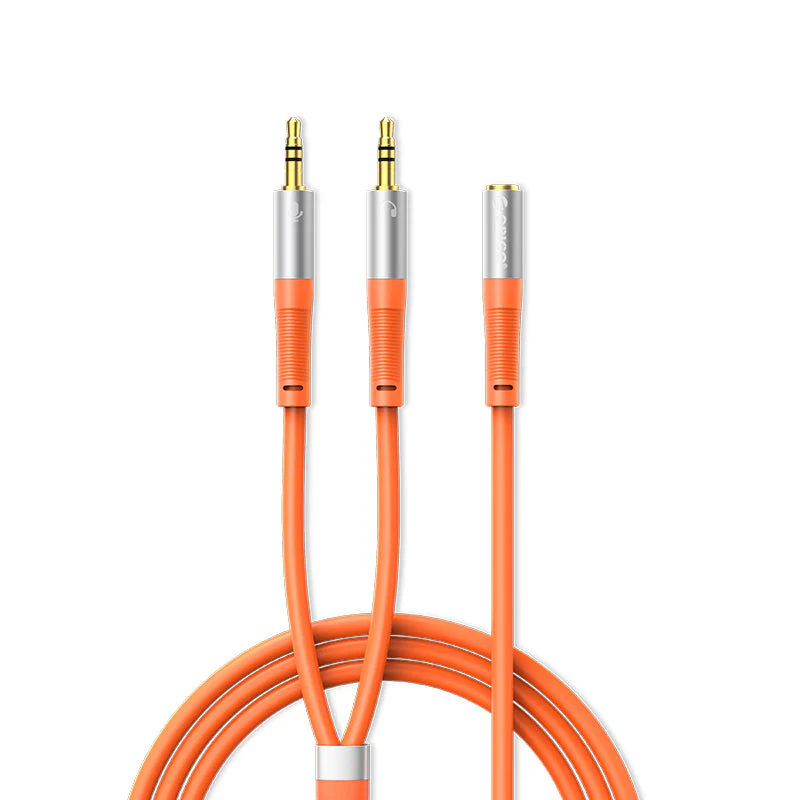 ORICO AX1-10-BL-BP 3.5mm Headset 2-in-1 Audio Cable 1M (Orange)