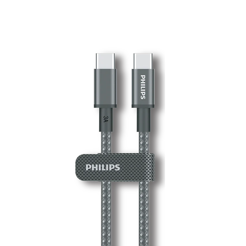 Philips DLC5030C/00 C-C Cable 1m 3A Black Braided 480Mbps - Image 2