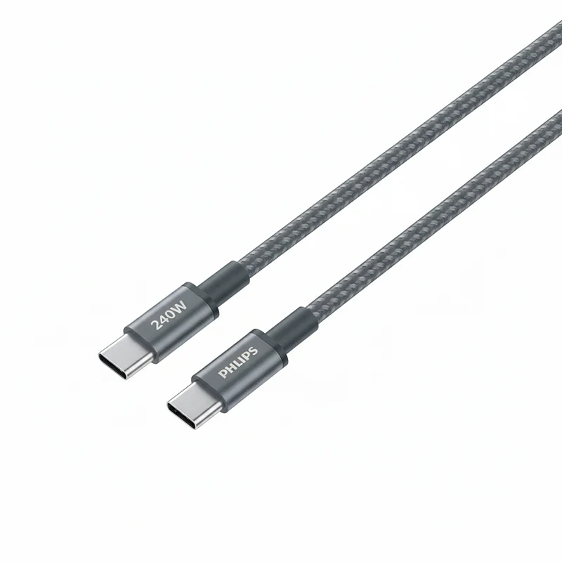 Philips DLC7060C/00 C-C Cable 2m 5A 240W Black Braided 480Mbps - Image 3