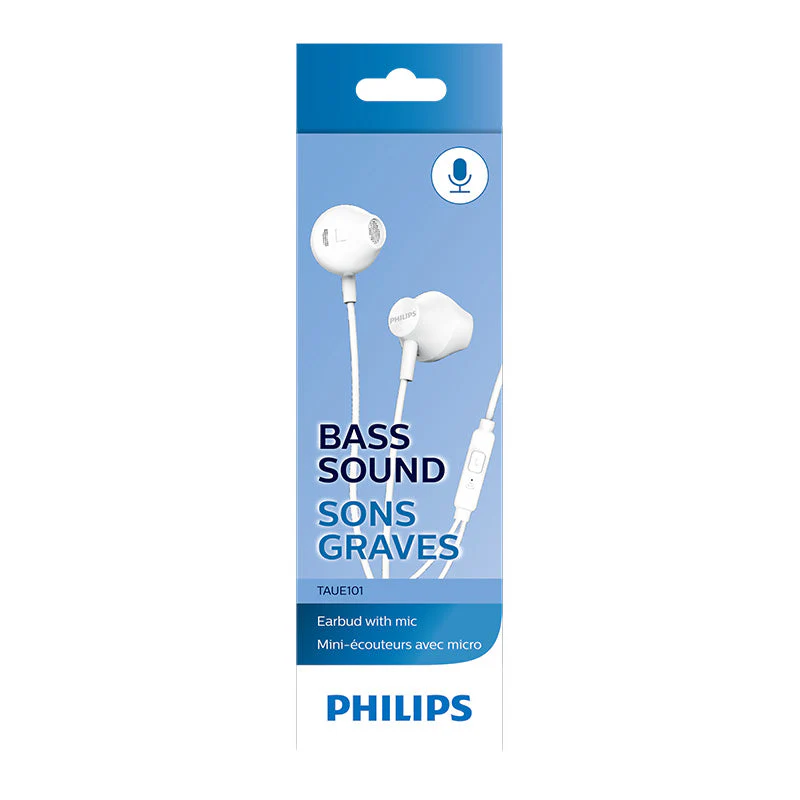 Philips TAUE101WT/00 Wired Earbud with Mic (White) - Image 3