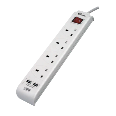 PowerPac PP234U 4 Way Extension Socket with USB