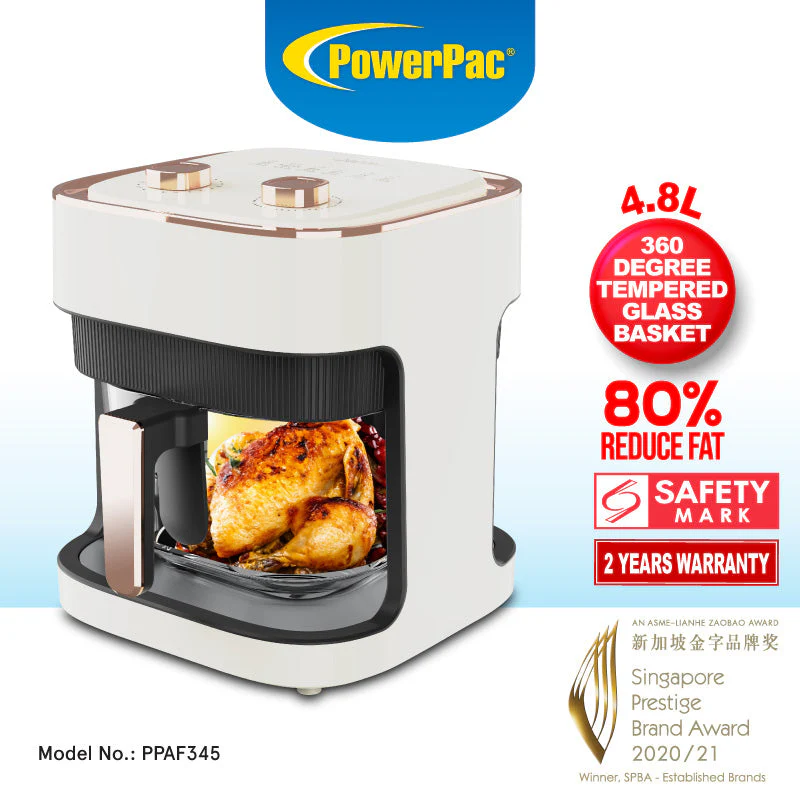 PowerPac PPAF345 Air Fryer, Glass Basket 4.8L - Image 7