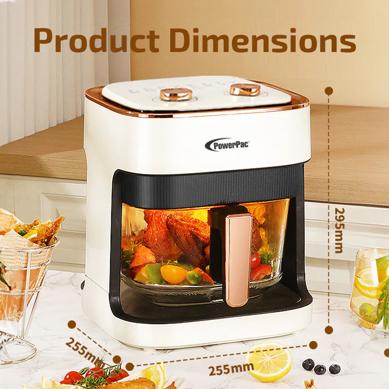 PowerPac PPAF345 Air Fryer, Glass Basket 4.8L - Image 9