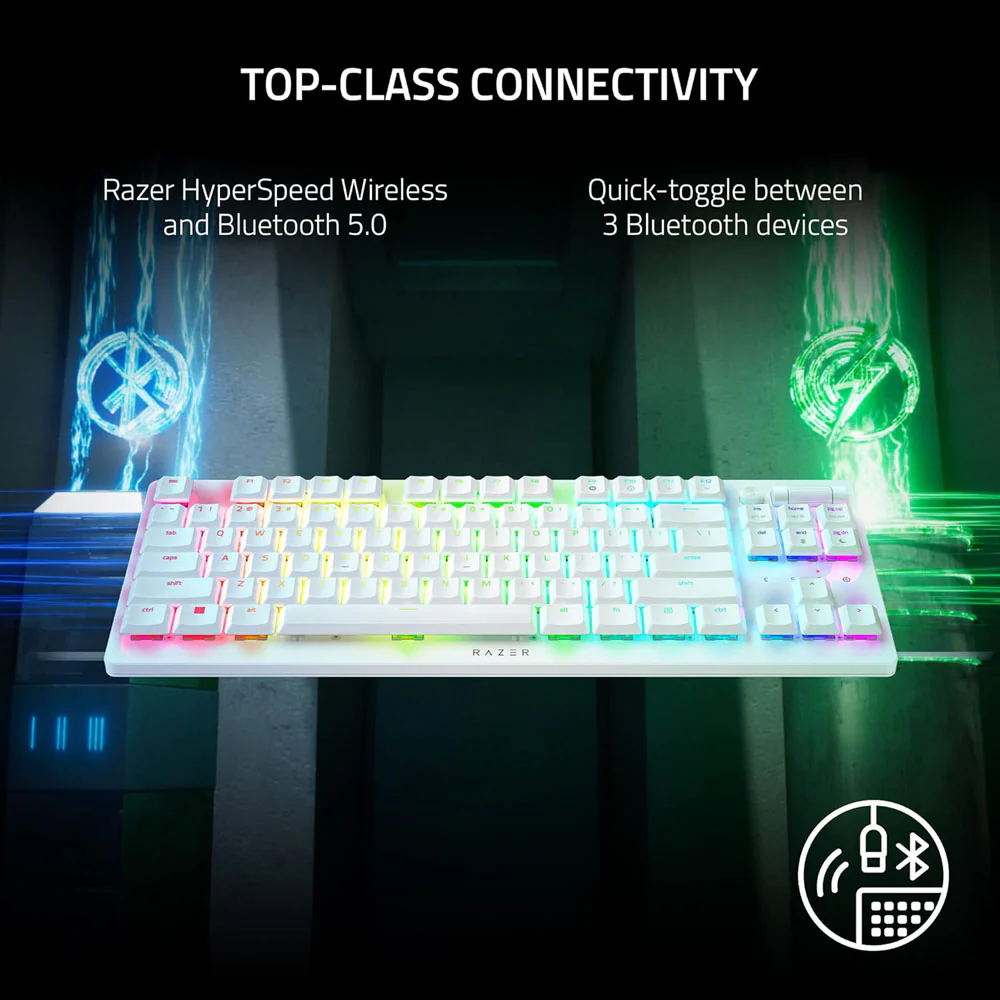 Razer DeathStalker V2 Pro Wireless Gaming Keyboard (Clicky Purple Switch - White) - Image 4