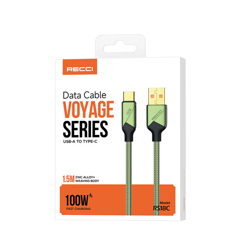 Recci RS18CC Data Cable Voyage Series C-C PD 240W, Green - Image 3