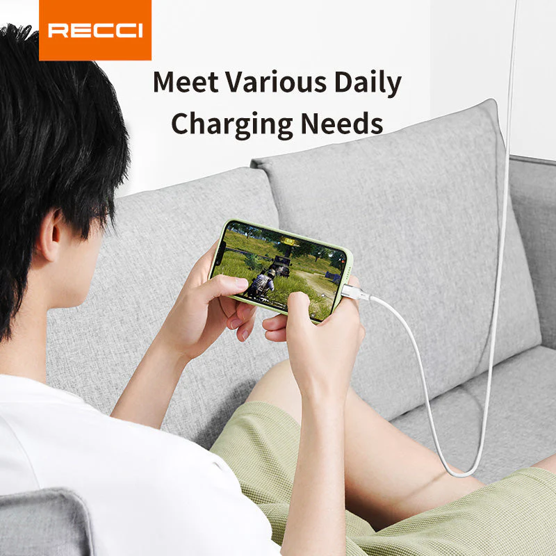 Recci RS22CC PD100W C-C Fast Charge Silicon Data Cable (1.5M) - Powder - Image 4