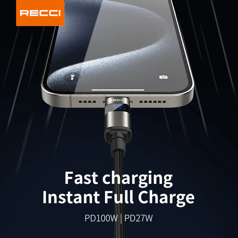 Recci RS32CC PD100W C-C Data Cable (1.5M) - Black - Image 4