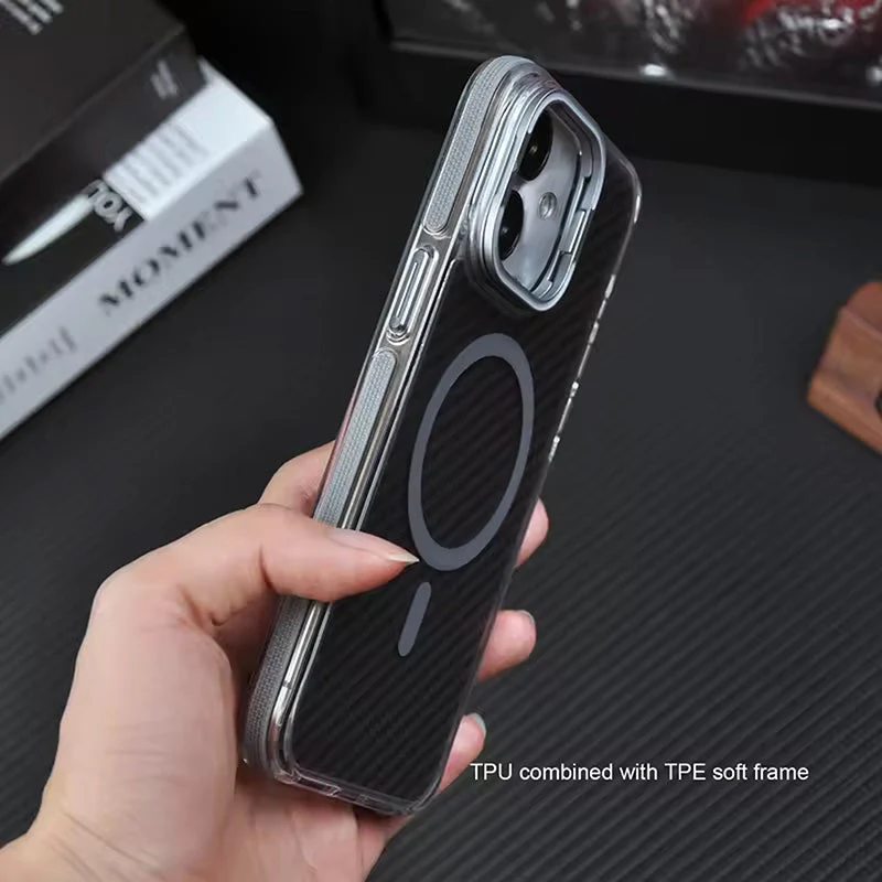 Redmonster iPhone 16 6.1 (2024) ATN Hard Hybrid Air Stand Fiber - Silver