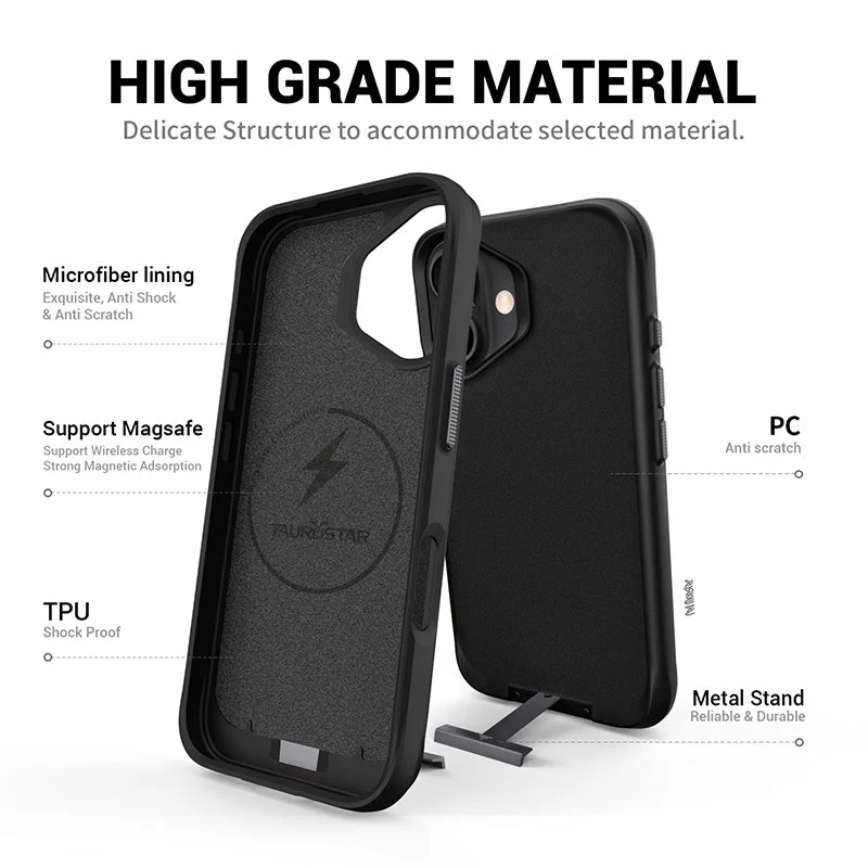 Redmonster iPhone 16 6.1 (2024) ATN Hard Pure Stand Mag - Black - Image 2