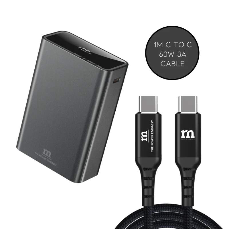 Redmonster Power Bang Pro+ 20000mAh 65W with 1M C to C Cable (Grey) - Image 3