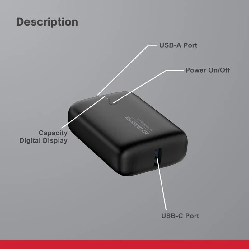 Redmonster Thunder Up+ Mini 10000mAh PD20W Power Bank (Red) - Image 8