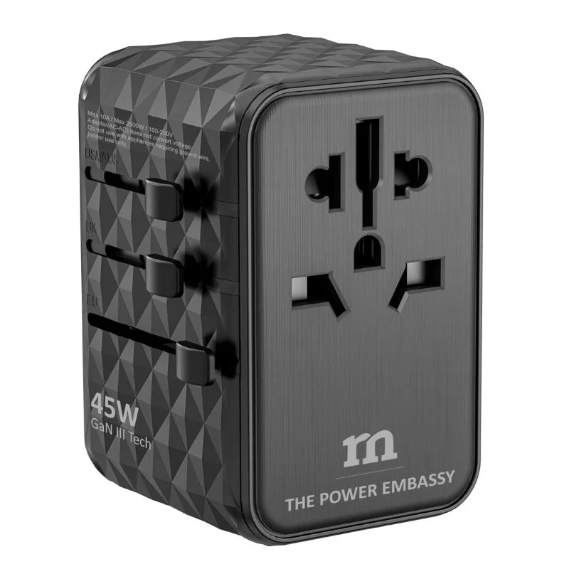 Redmonster World Plug Standard PD45W Universal Travel Adapter (Black)