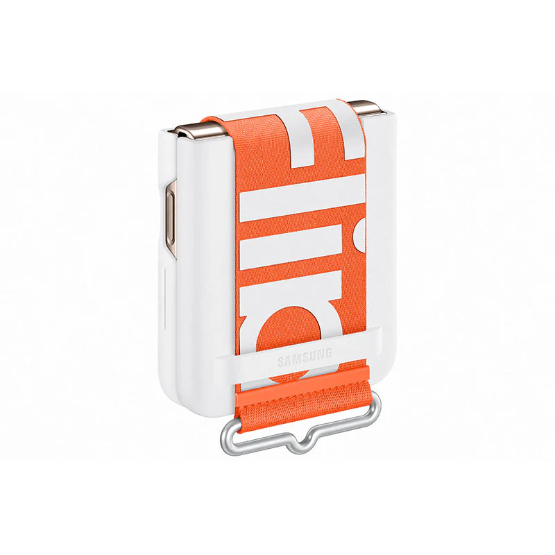 Samsung Galaxy Z Flip4 Silicone Cover with Strap White - Image 4