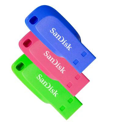 SanDisk Cruzer Blade 16GB Triple Pack (Blue/Green/Pink) USB 2.0 [SDCZ50C-016G-B46T]