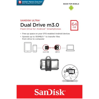 SanDisk Ultra Dual Drive m3.0 64GB USB 3.0 [SDDD3-064G-G46] - Image 2