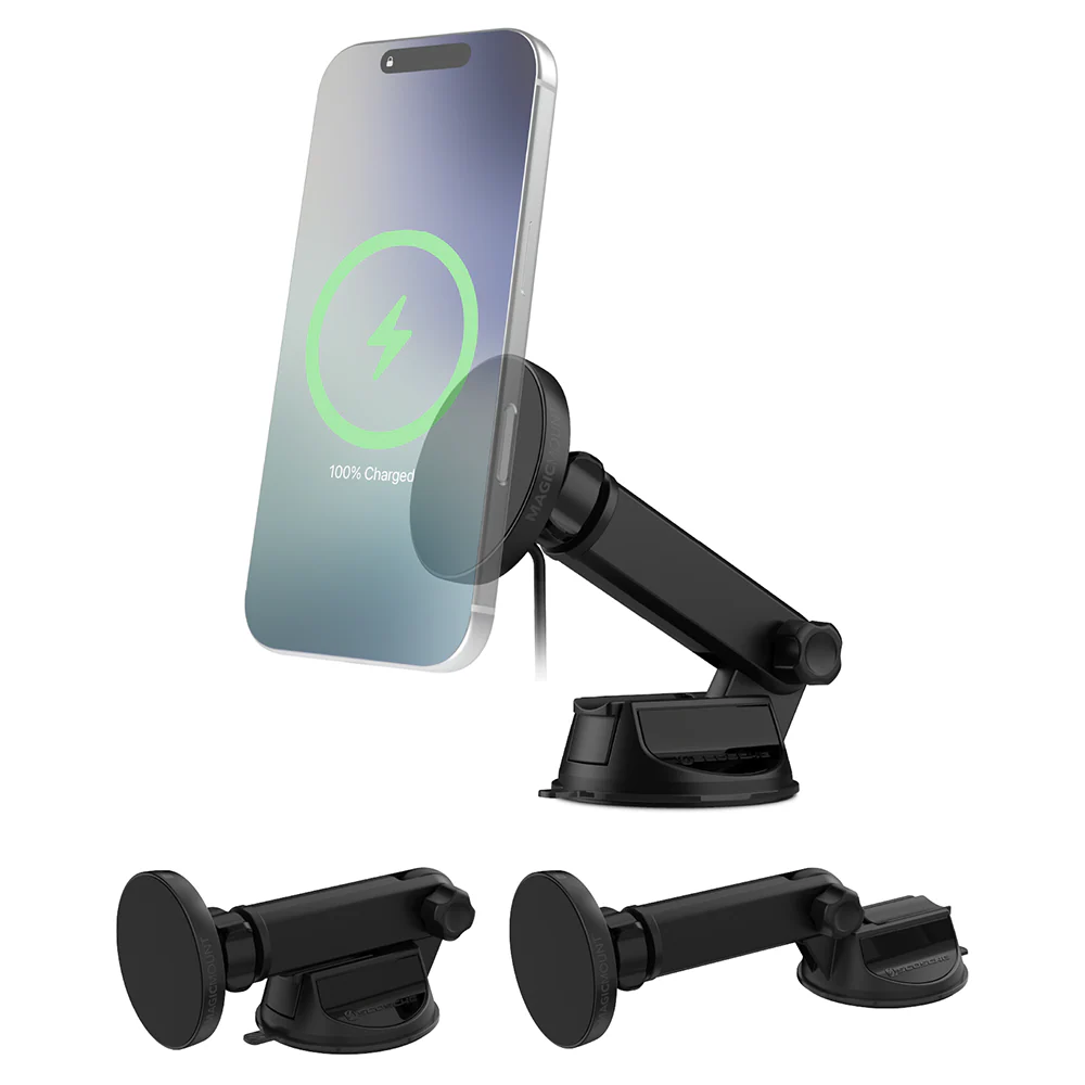 Scosche MPQTRWDA-SP MagicMount Charge Pro Flip Qi2.2 (25W) Magnetic Wireless Charging Phone Mount – Black