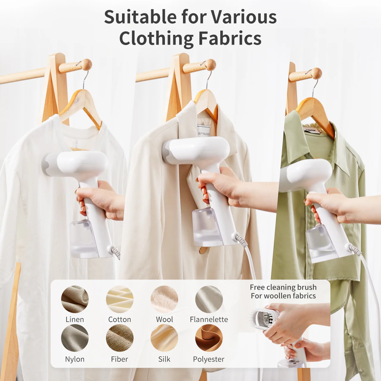 Simplus GTJH019WH00-S White 280ml Handheld Non-foldable Garment Steamer - Image 2