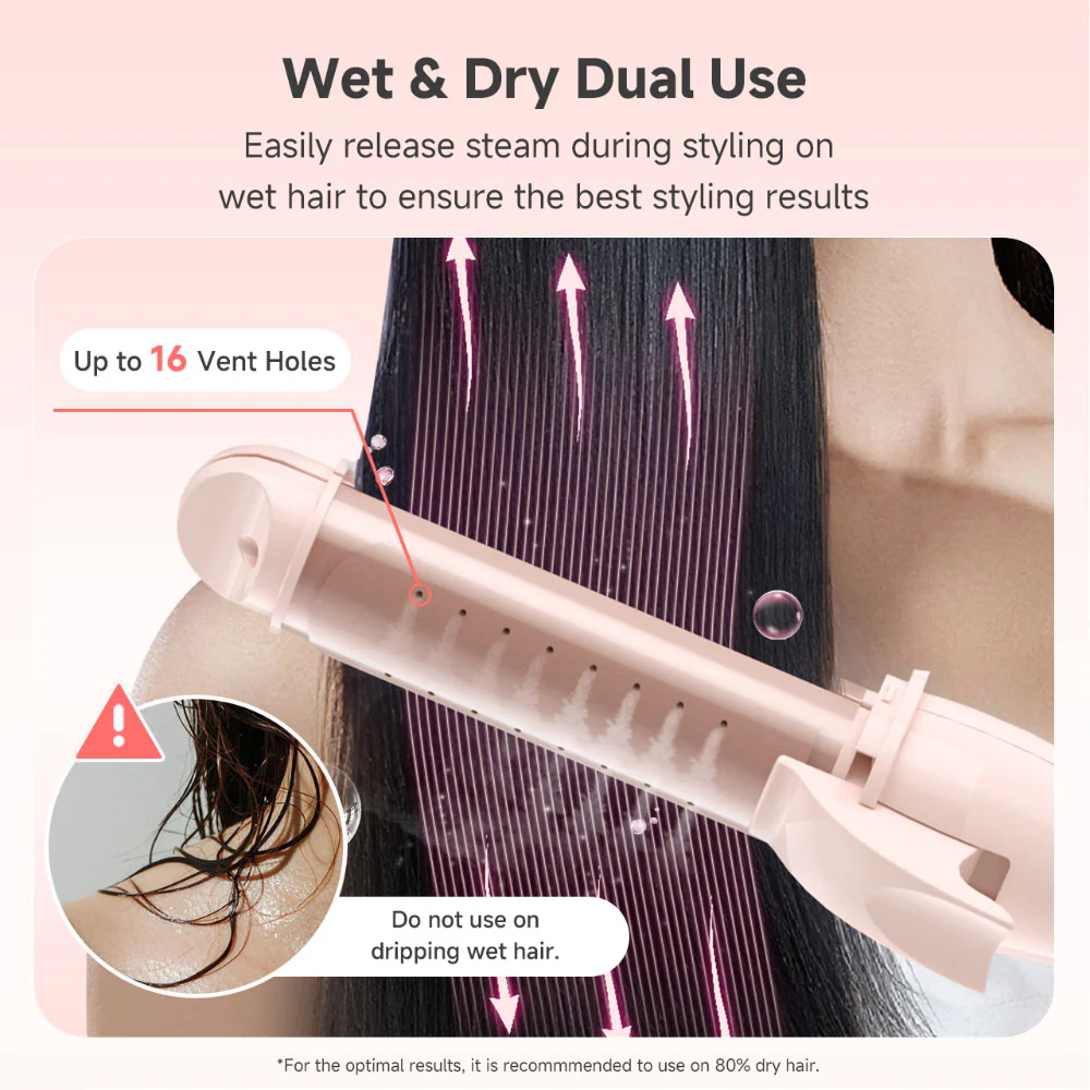 Simplus JFBA012PK00-S Curling 2-in-1 Straightening Pink - Image 3