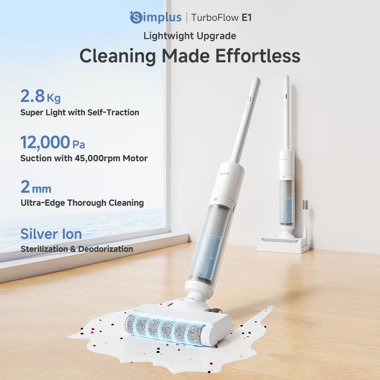 Simplus XDJH003WH00-S White Brushed Motor Wet Vacuum Cleaner - Image 2