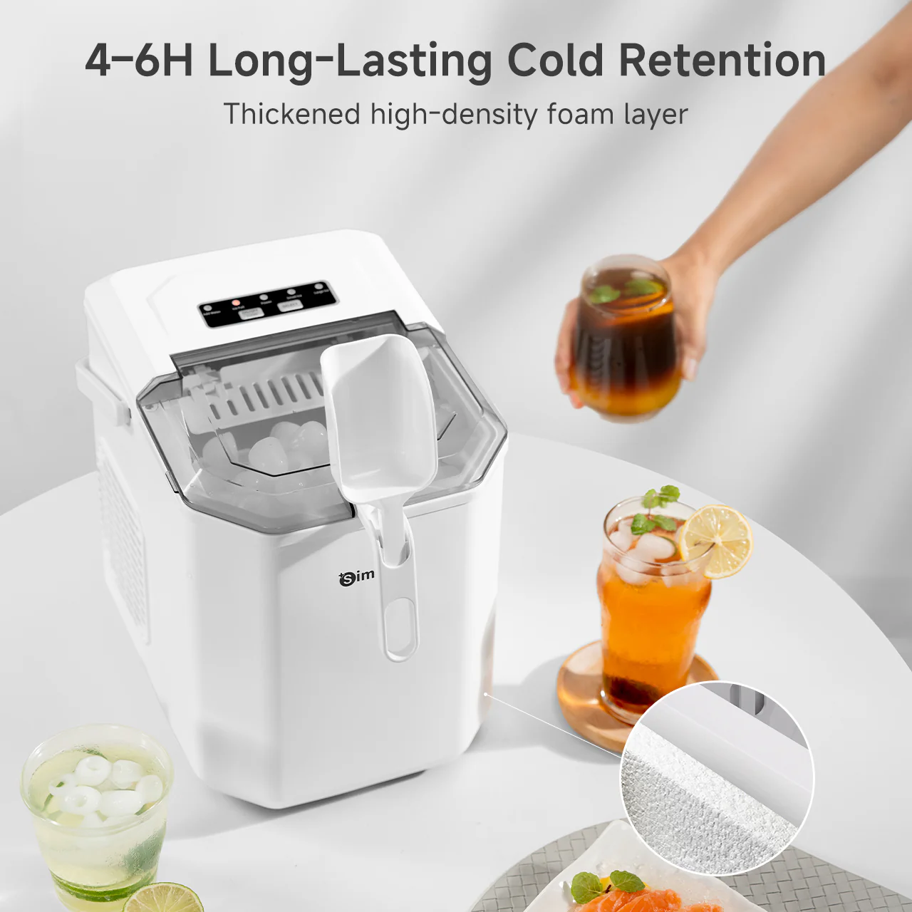 Simplus ZBJH001WH00-S White 1.2L Ice Maker - Image 4