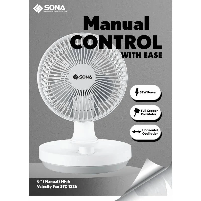 Sona STC 1326  6inch High Velocity Fan (White) - Image 6