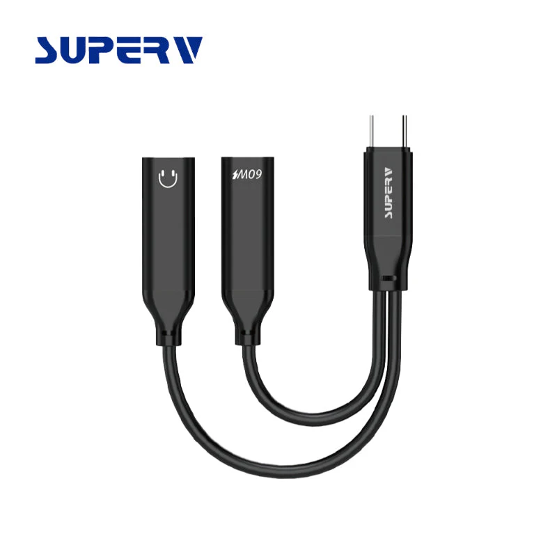 SuperV 2-in-1 Headphone and Charge Adaptor Dual USB-C Splitter (11cm) - Image 5