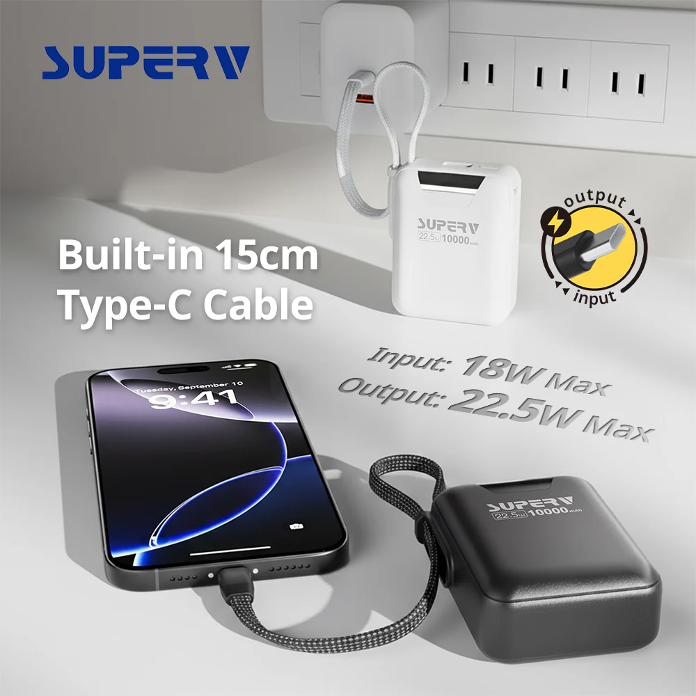 SuperV Power15 10000mAh CCC Power Bank (White) - Image 3