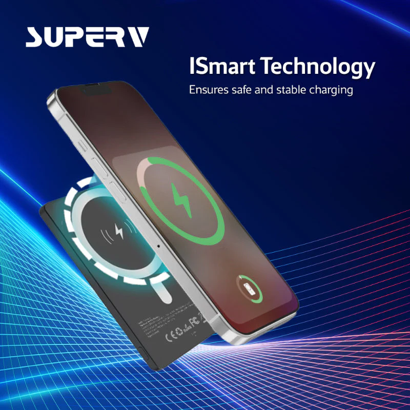 SuperV Power4 5000mAh Ultra-Slim Magnetic Wireless Power Bank (Pink) - Image 6