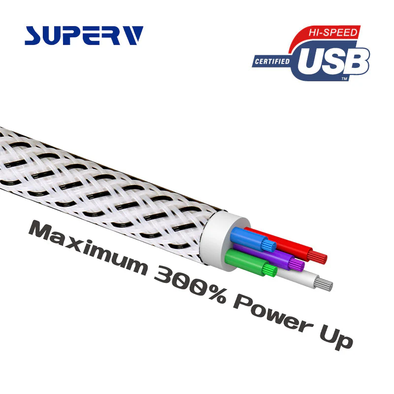 SuperV CCD130-WH 130cm USB2.0 TypeC to Type C PD 60W Cable - Image 2