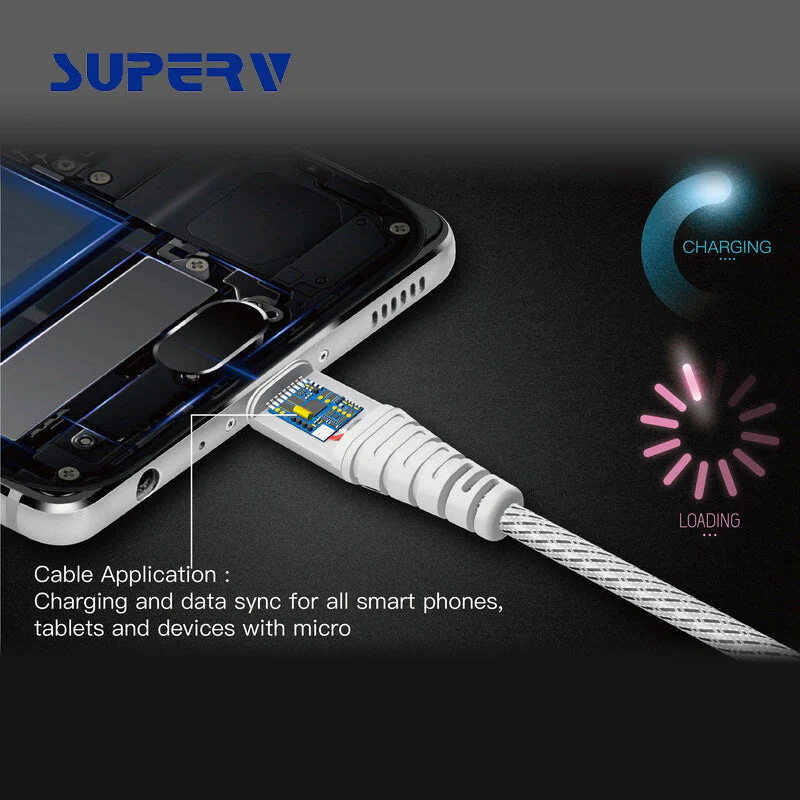 SuperV CD100-RD QC USB2.0 Type-C Cable 100cm (Red) - Image 3