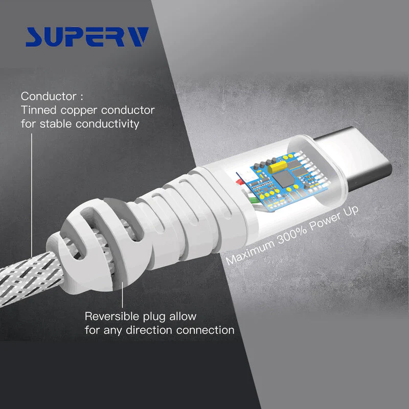 SuperV CD20-RD QC USB2.0 Type-C Cable 20cm (Red) - Image 6