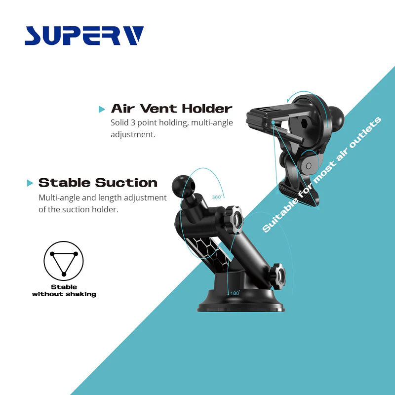 SuperV G91 Wireless Induction Car Holder Sets 15W/Type C - Image 10