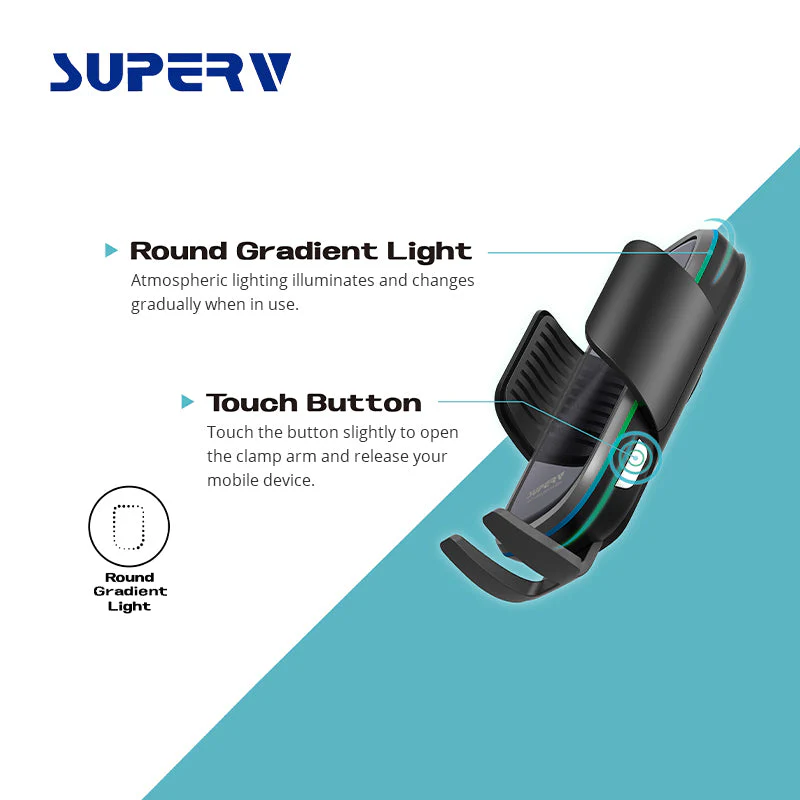 SuperV G91 Wireless Induction Car Holder Sets 15W/Type C - Image 2