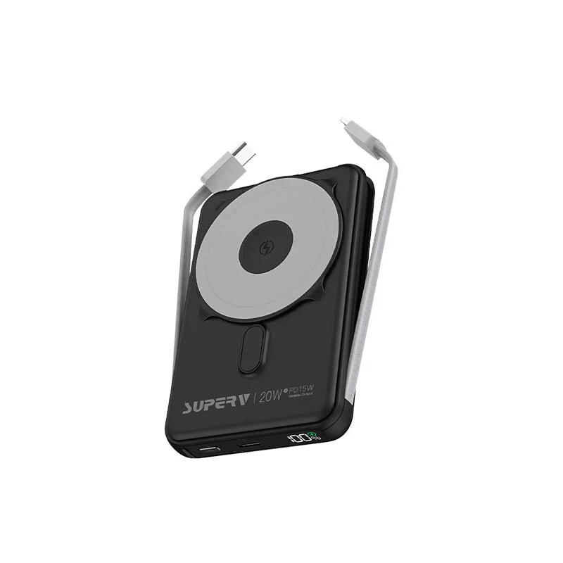 SuperV Power13 20W 10000mAh with Build-in C Cable Power Bank (Black)