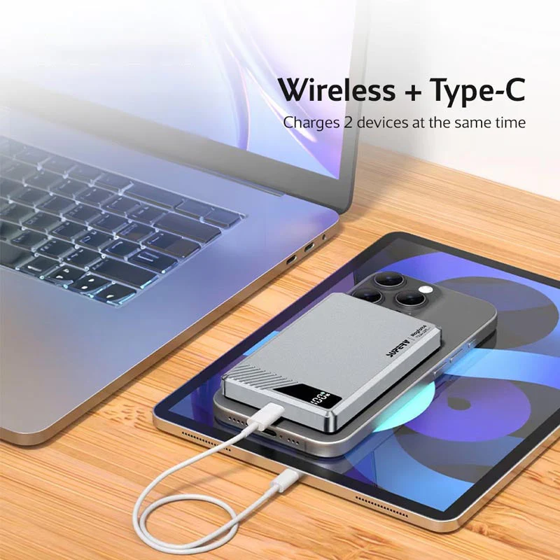 SuperV Power42 10000mAh Wireless Power Bank with Digital Display (Silver) - Image 4