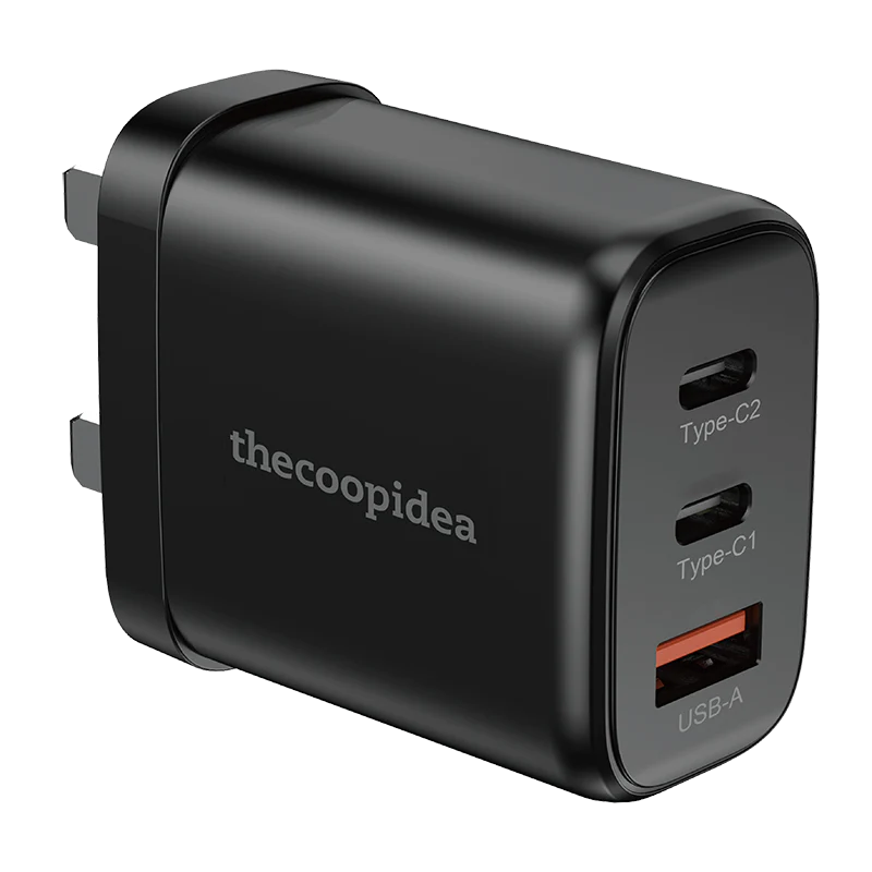 Thecoopidea CP-ADP08-Blk GaN65 3 Port PD+QC Charger Adapter - Image 4