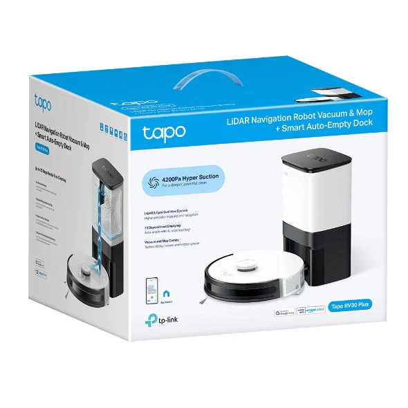 TP-Link Tapo RV30 PLUS Robot Vacuum Cleaner & Auto-Empty Dock - Image 5