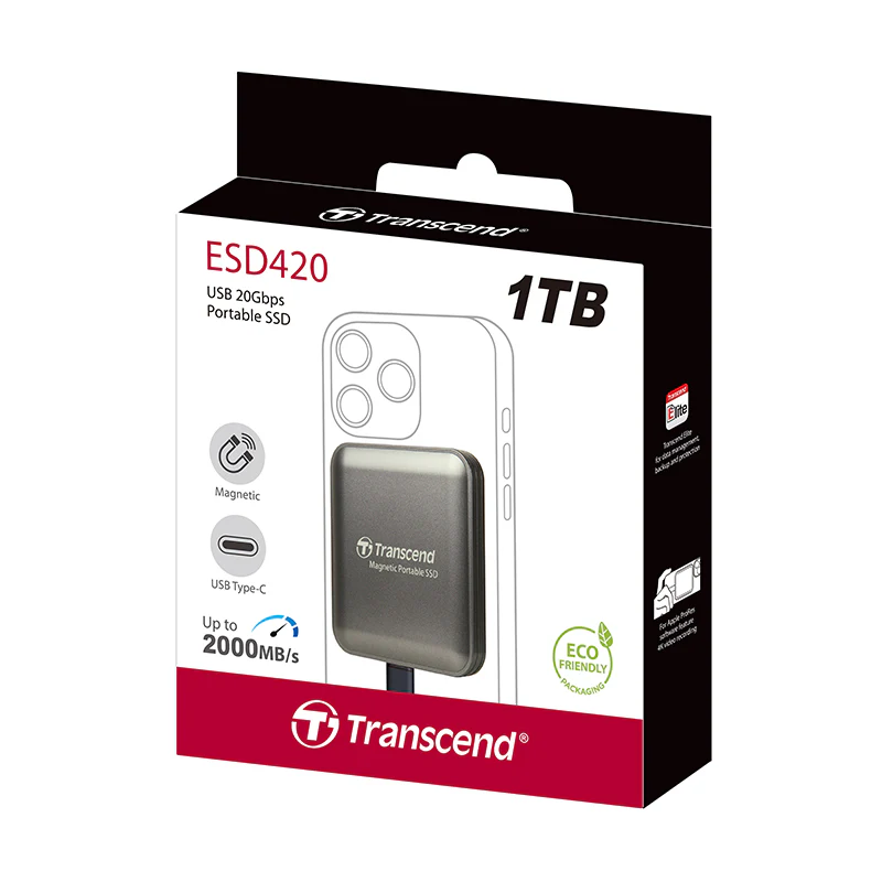 Transcend ESD420C Magsafe 1TB Portable SSD (Iron Grey) - Image 2