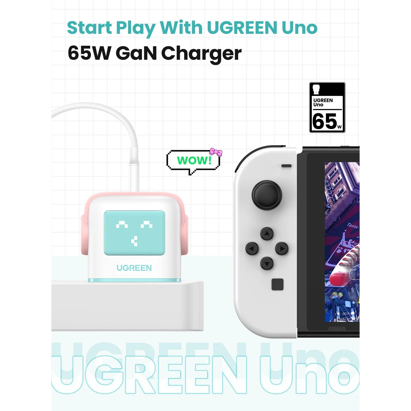 Ugreen CD361 Nexode RG 65W PD GaN Fast Charger (2C1A) - Pink - Image 6