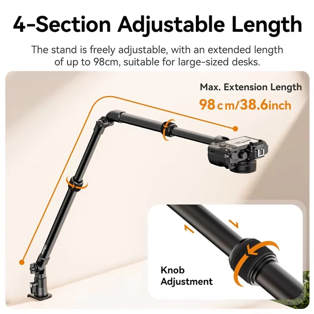 Ulanzi ZJ-02 Camera Desk Mount with Holding Arm - Image 7