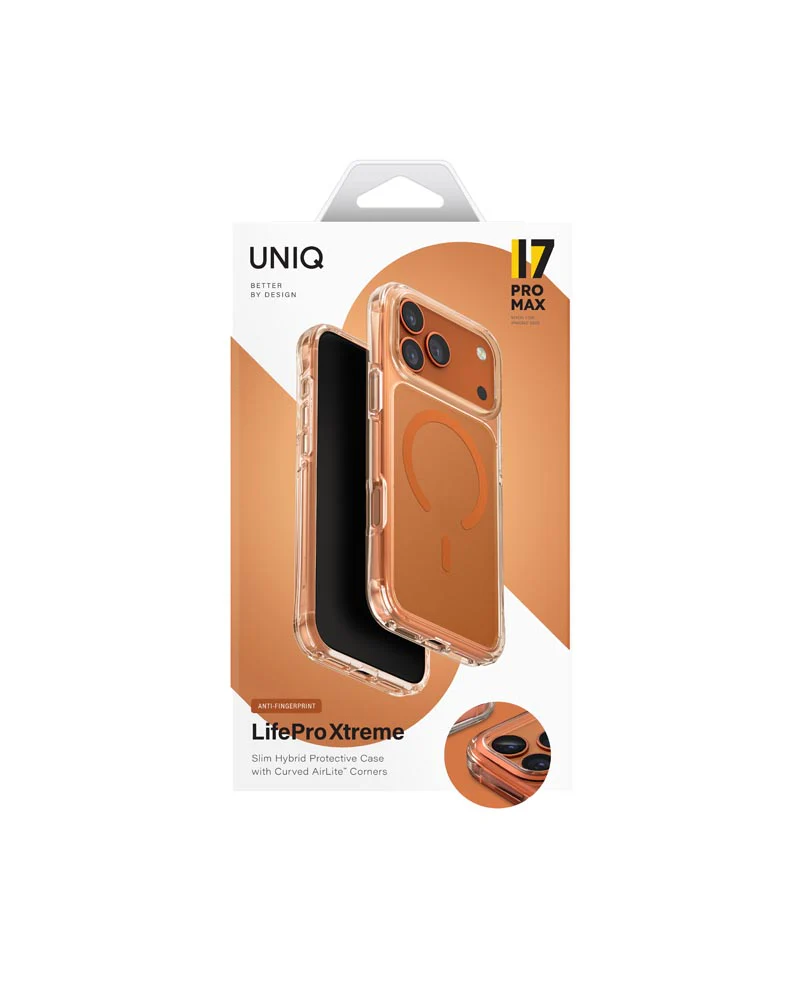 Uniq Hybrid iPhone 17 Pro Max (2025) 6.9 Magclick Charging Lifepro Xtreme (AF) - Frost Clear/Volt Orange - Image 2